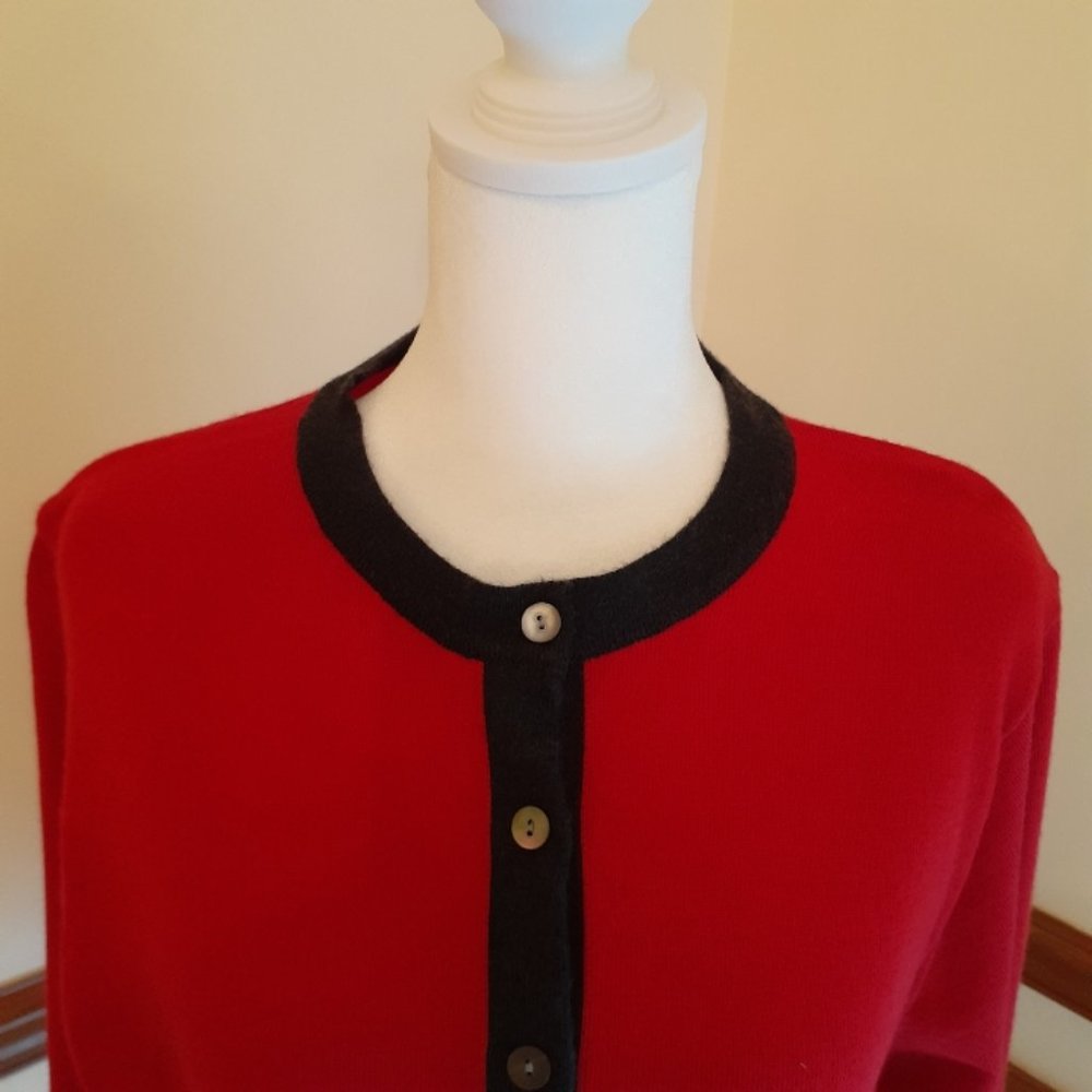 New Talbots Red Cardigan Sweater PL - Washable Merino Wool - NWT - Picture 2 of 8
